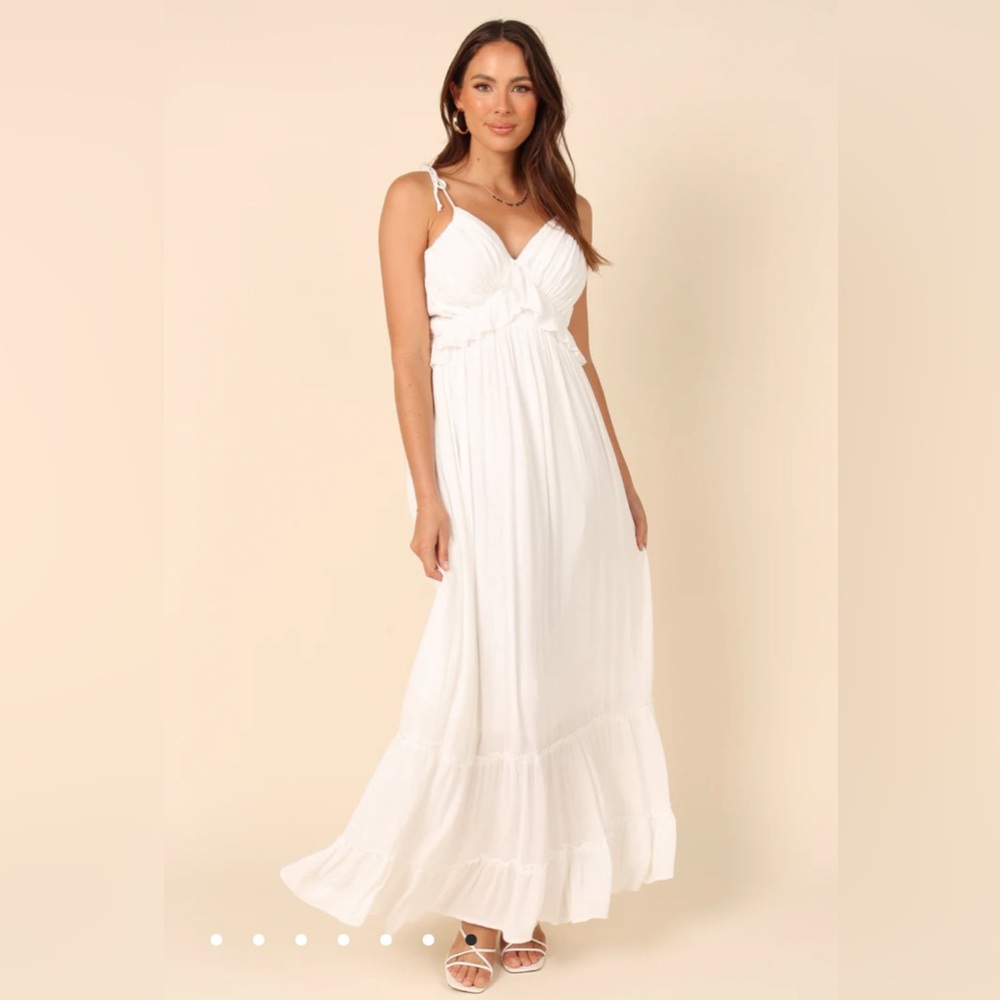 Petal and Pup Davy Ruffle Detail Maxi Dress- white, L